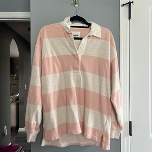 Aerie Pink and Cream Striped Button Down Shirt